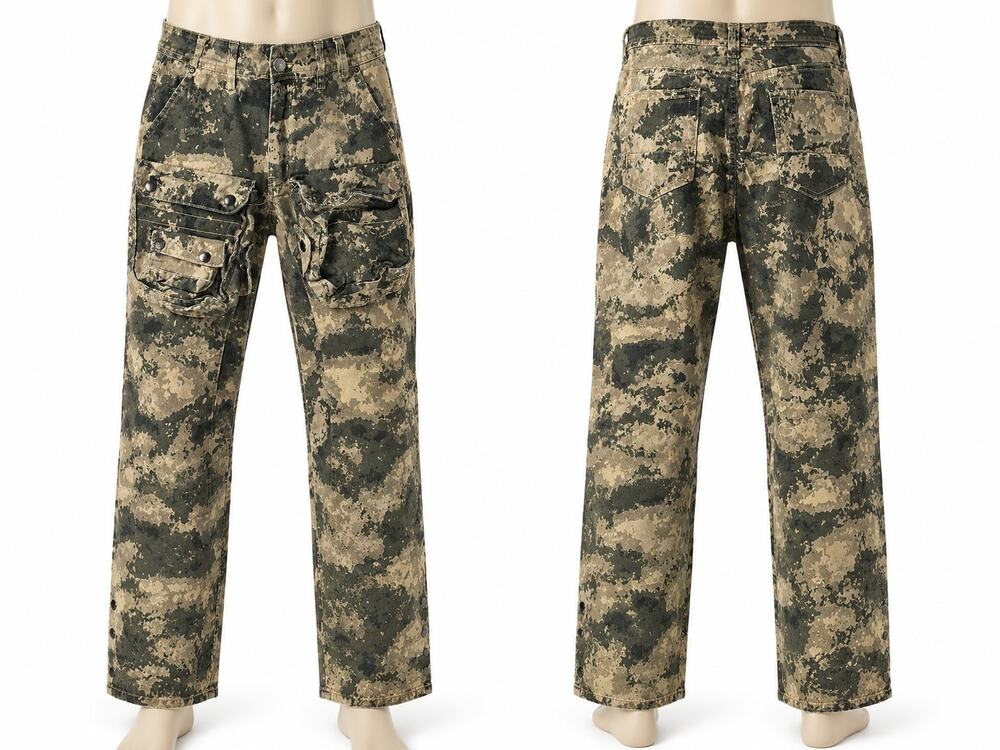 NOVA Men Camo Cargo Pants Mens 36 Tactical Streetwear Utility Snap Hem Stretch